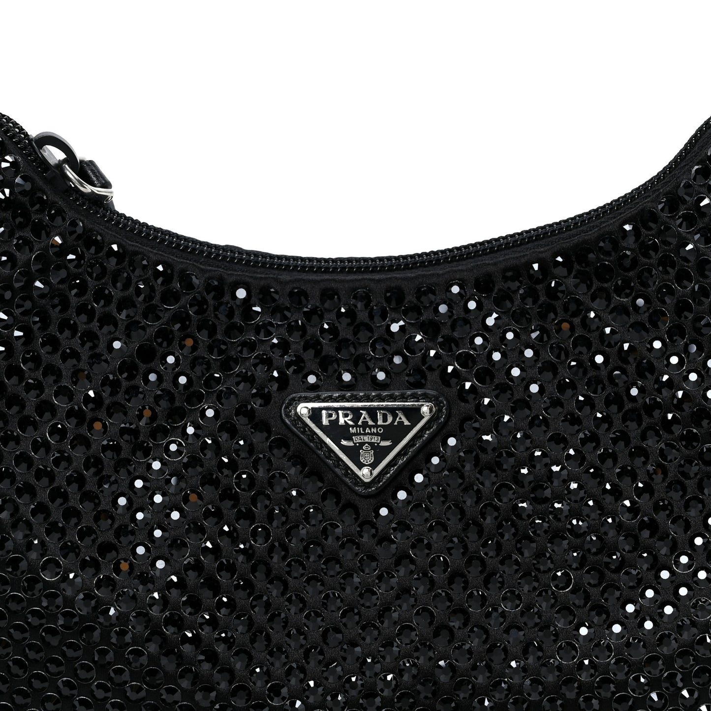 Satin Crystal Mini Re-Edition 2000 Bag Black
