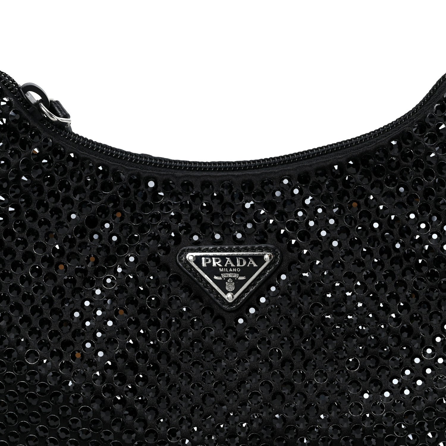 Prada Satin Crystal Mini Re-Edition 2000 Bag Black 7 of 10