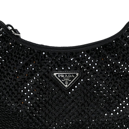 Prada Satin Crystal Mini Re-Edition 2000 Bag Black 7 of 10