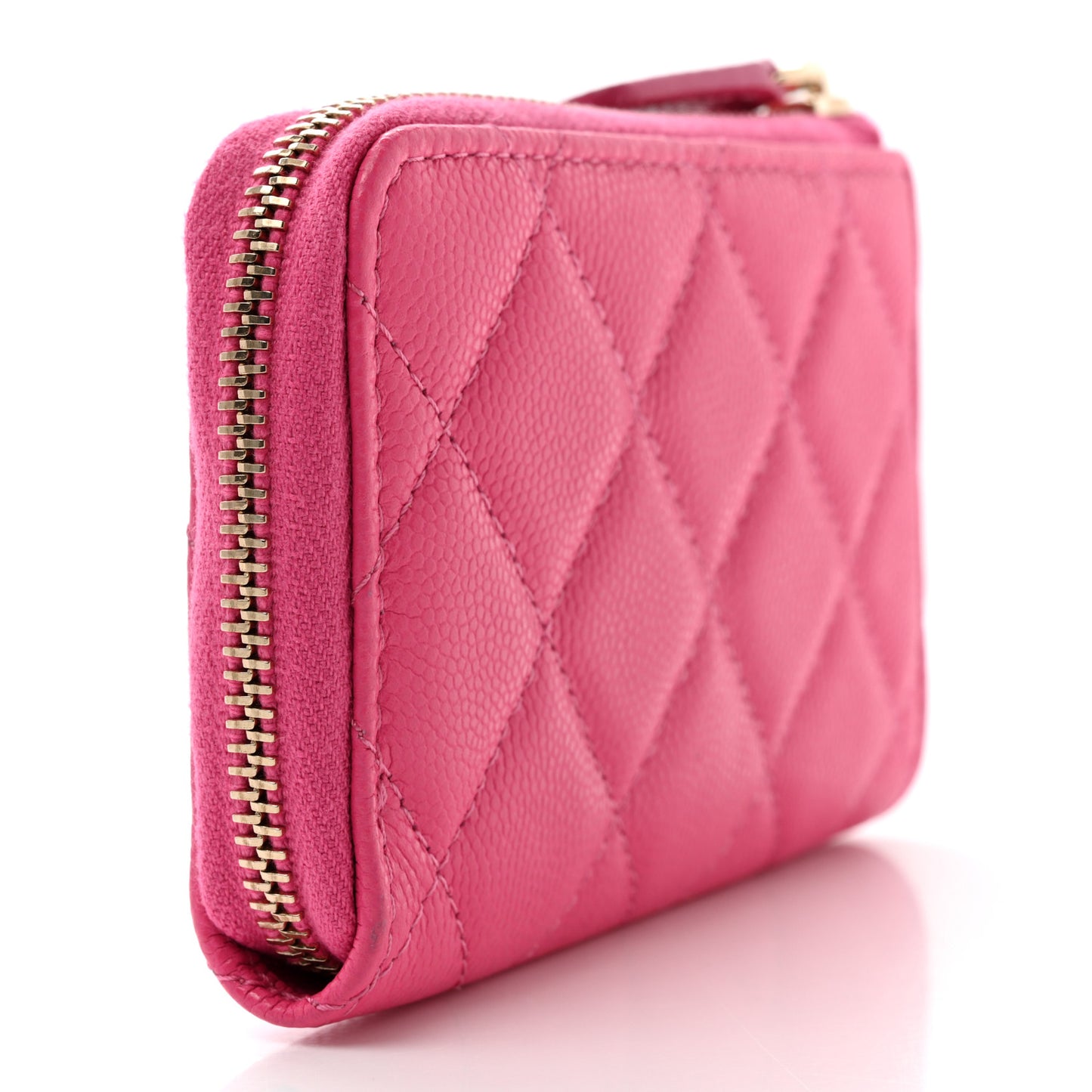 Caviar Quilted Zipped Key Holder Case Pink