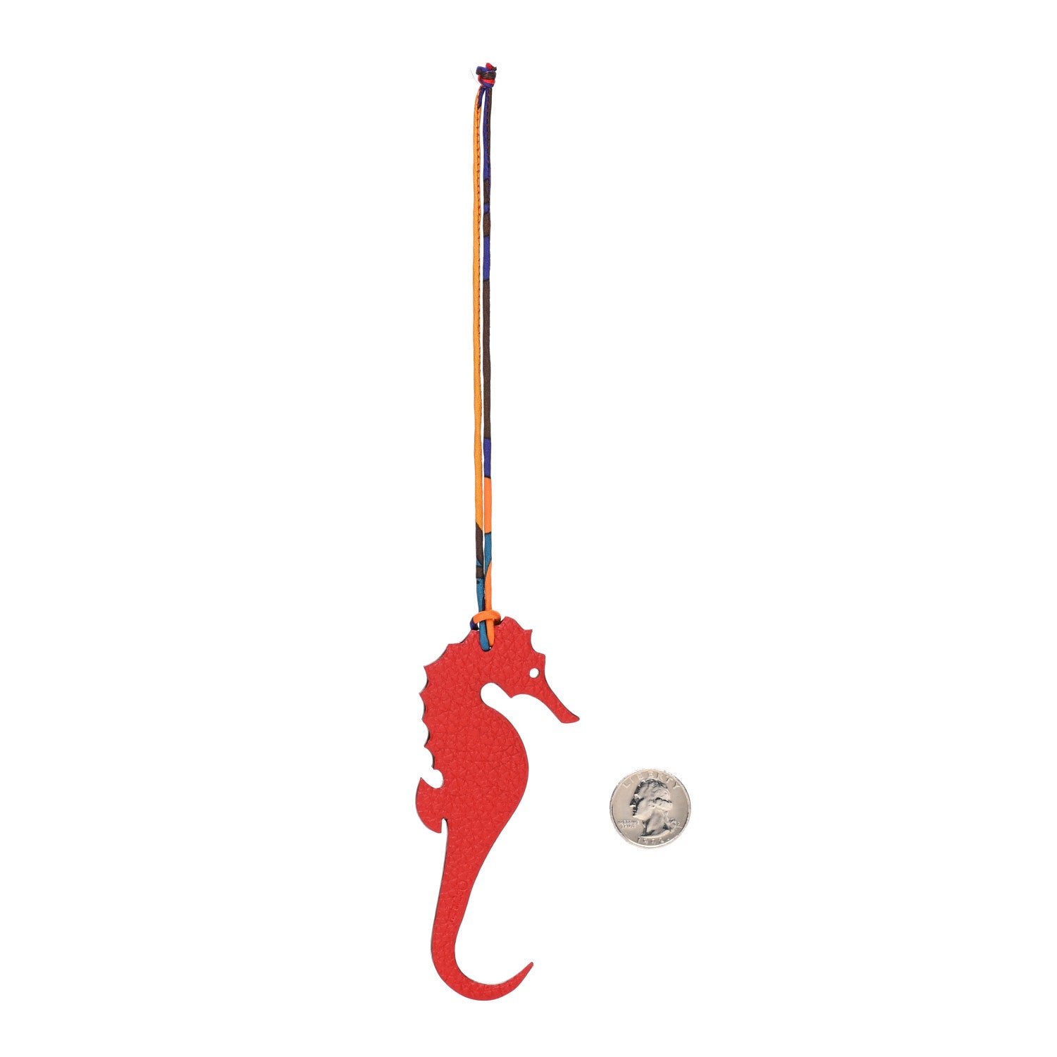 Hermes Epsom Togo Petit H Seahorse Bag Charm Capucine Chocolate 2 of 4