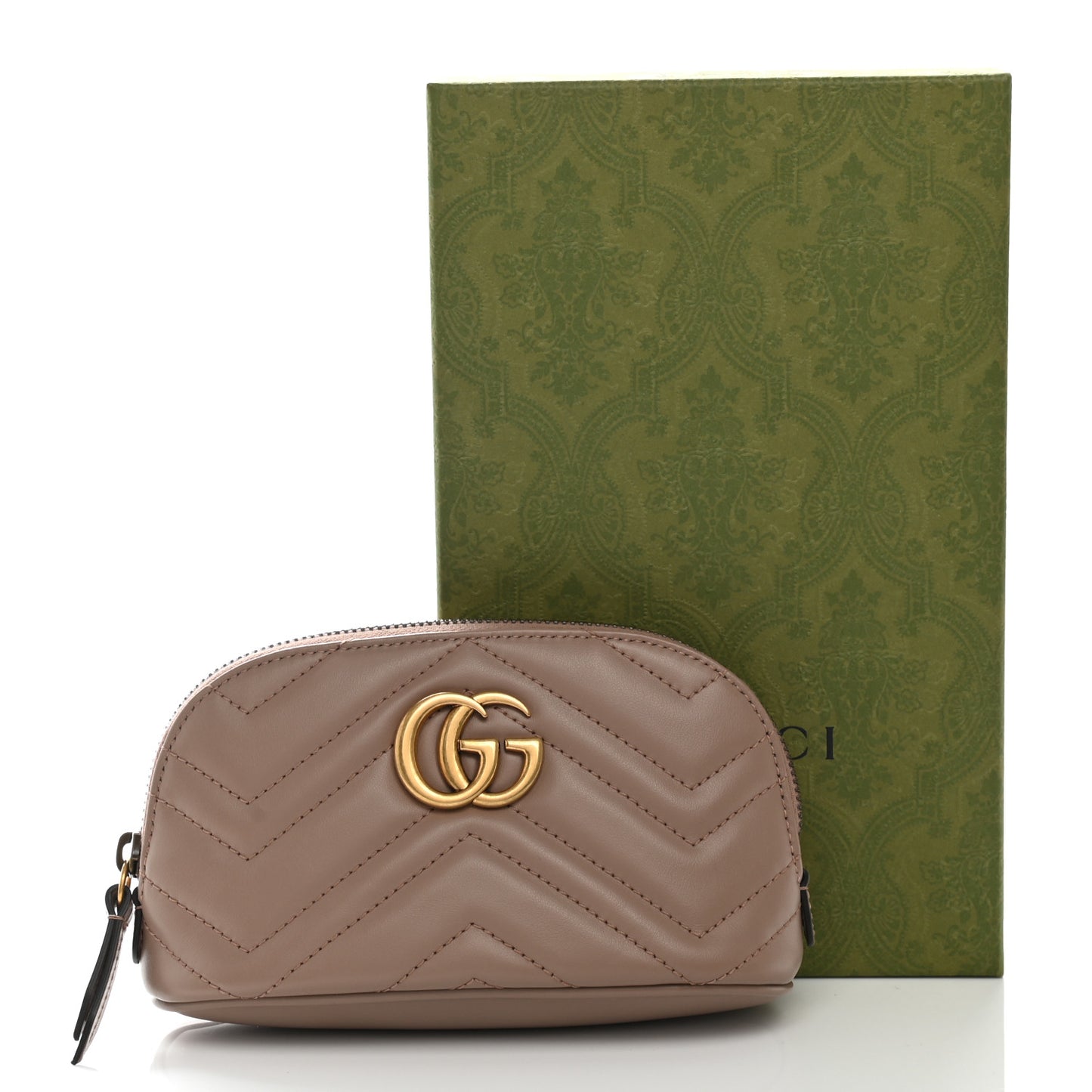 Calfskin Matelasse GG Marmont Pouch Cosmetic Case Porcelain Rose