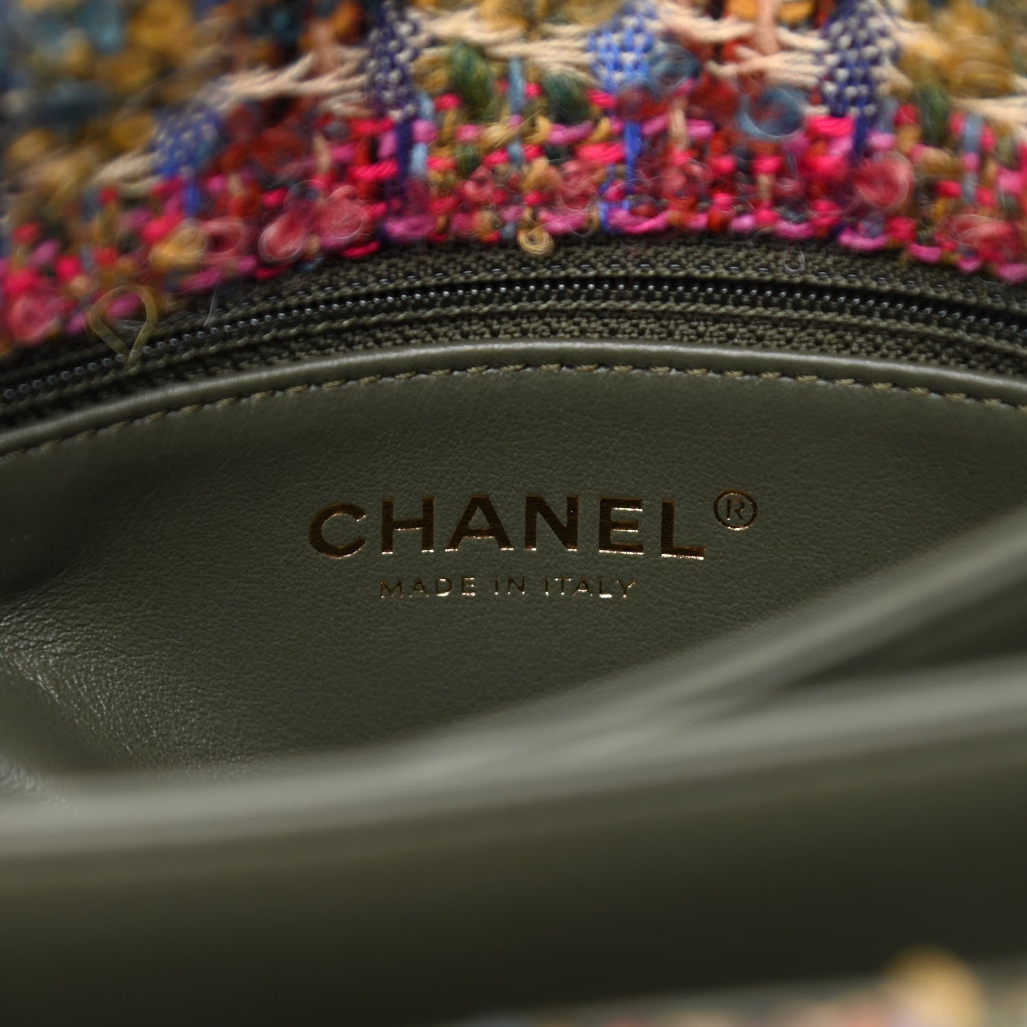 Chanel Wool Tweed Quilted Small Flap Khaki Red Pink Blue Green 5 of 10