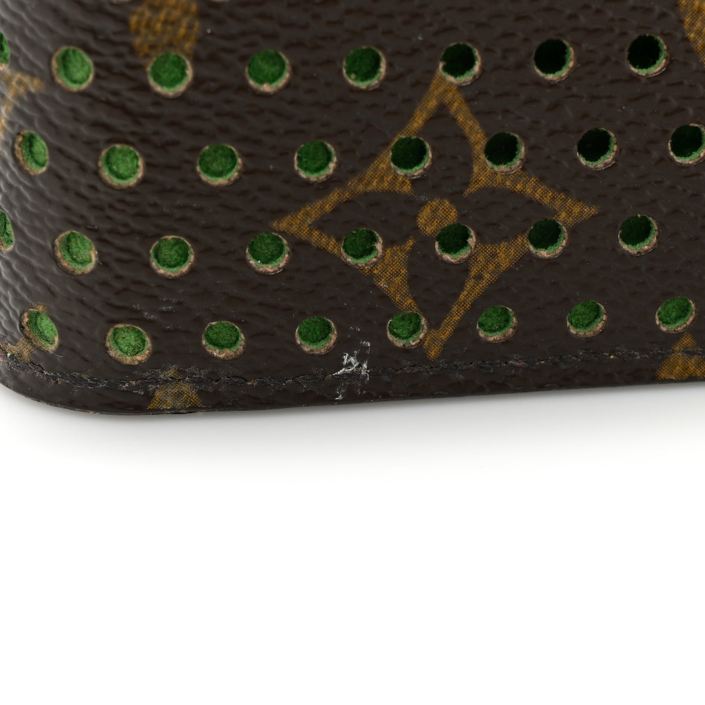 Monogram Perforated Compact Zipped Wallet Green