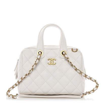 Chanel Caviar Quilted Small Bowling Bag White 1 of 11
