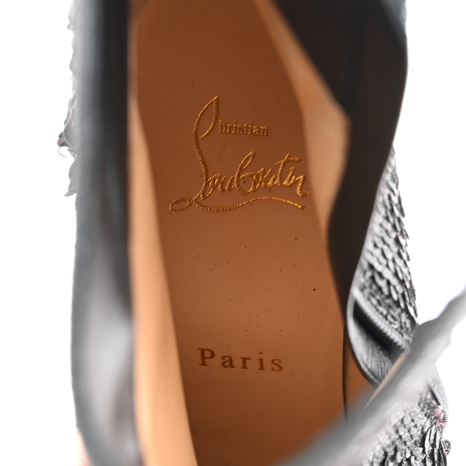 Christian Louboutin Calfskin Glitter Paillete Moulakate 100 Ankle Boot 35.5 Charbon 7 of 8
