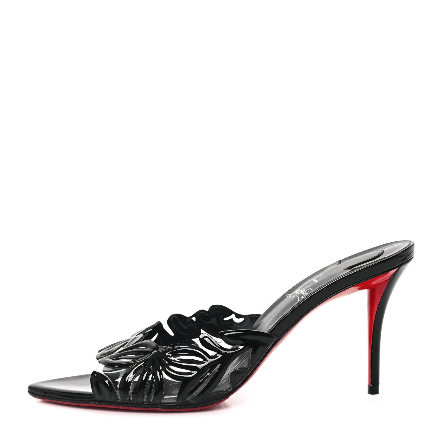 Christian Louboutin Nappa PVC Apostropha Petunia 80 Mules 39.5 Black 1 of 9