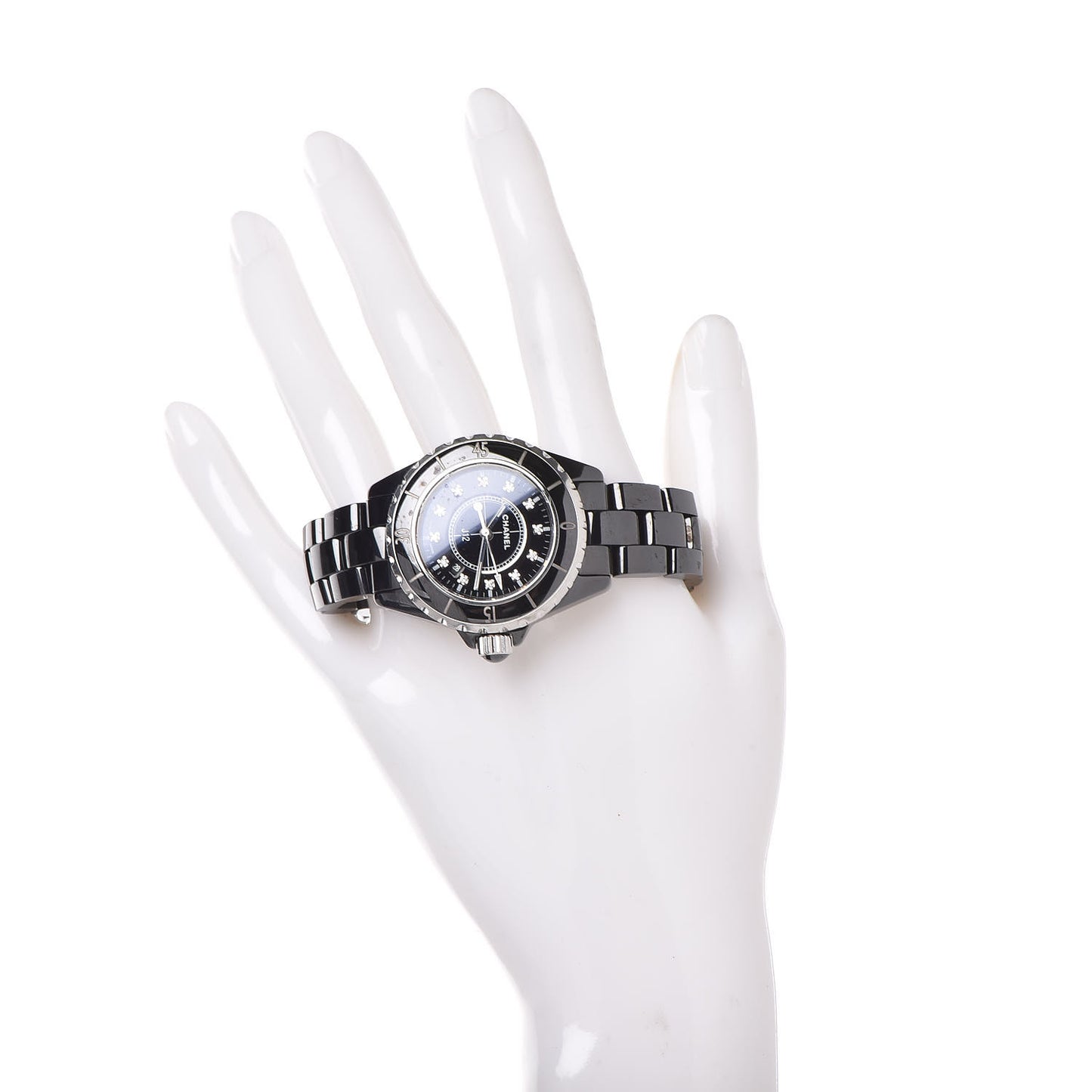 Stainless Steel Ceramic Diamond 33mm J12 Quartz Watch Black