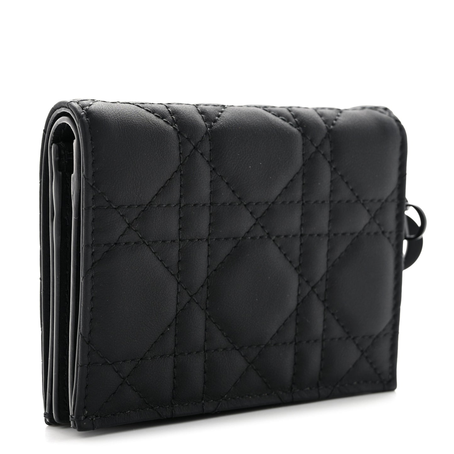 Ultra Matte Calfskin Small Lady Dior Flap Card Holder Black