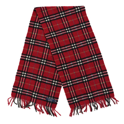 Burberry Cashmere Giant Check Fringe Scarf Red 2 of 3