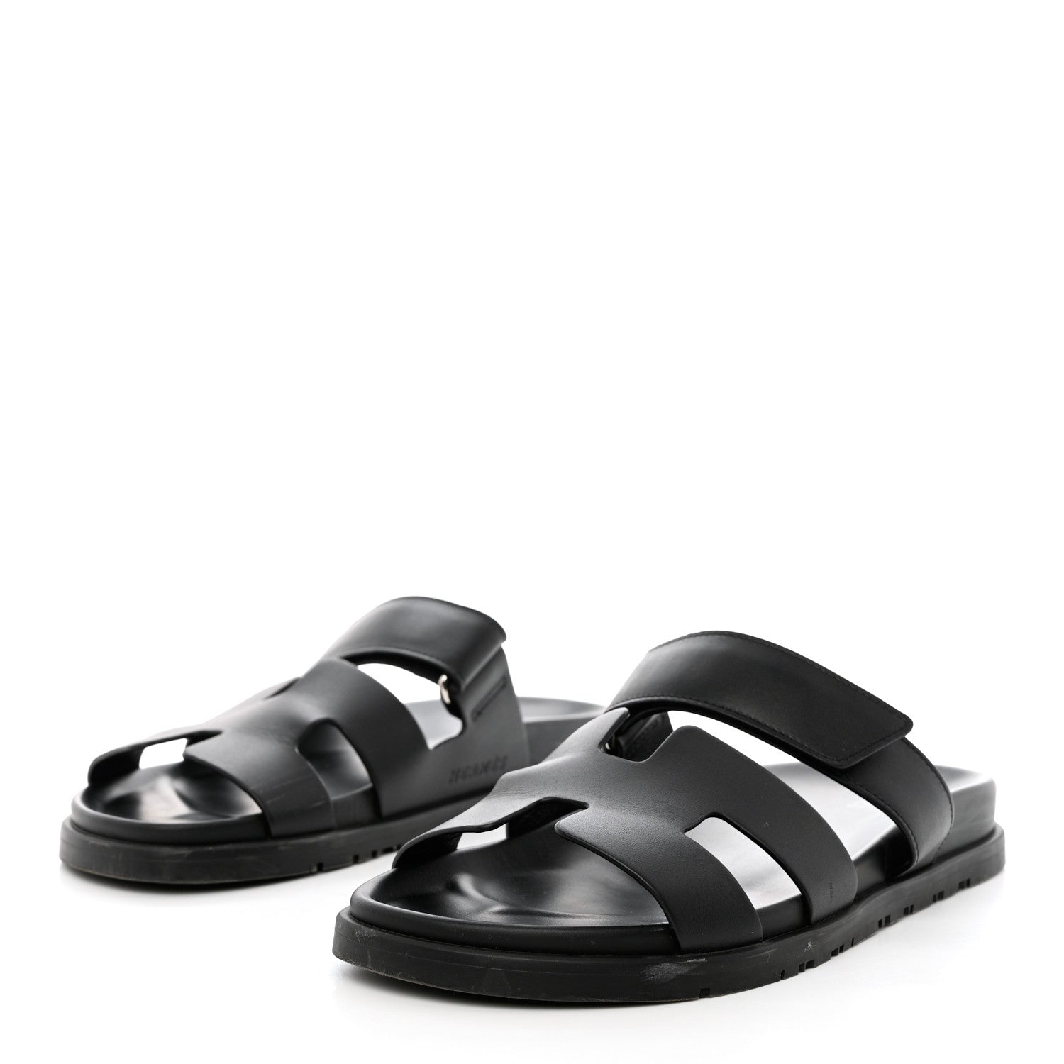 Hermes Calfskin Womens Chypre Sandals 39.5 Black 3 of 12