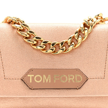 Tom Ford Coated Metallic Denim Mini Label Chain Shoulder Bag Iced Nude 8 of 13