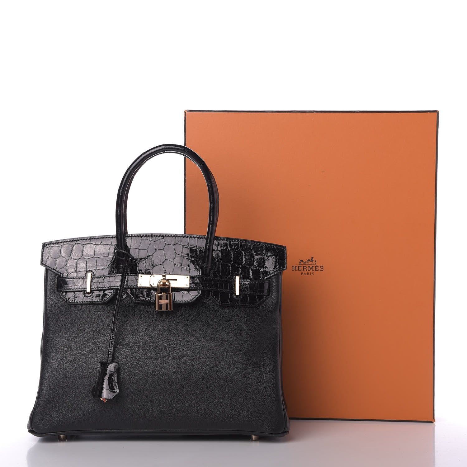 Hermes Taurillon Novillo Shiny Niloticus Crocodile Birkin Touch 30 Black 32 of 32