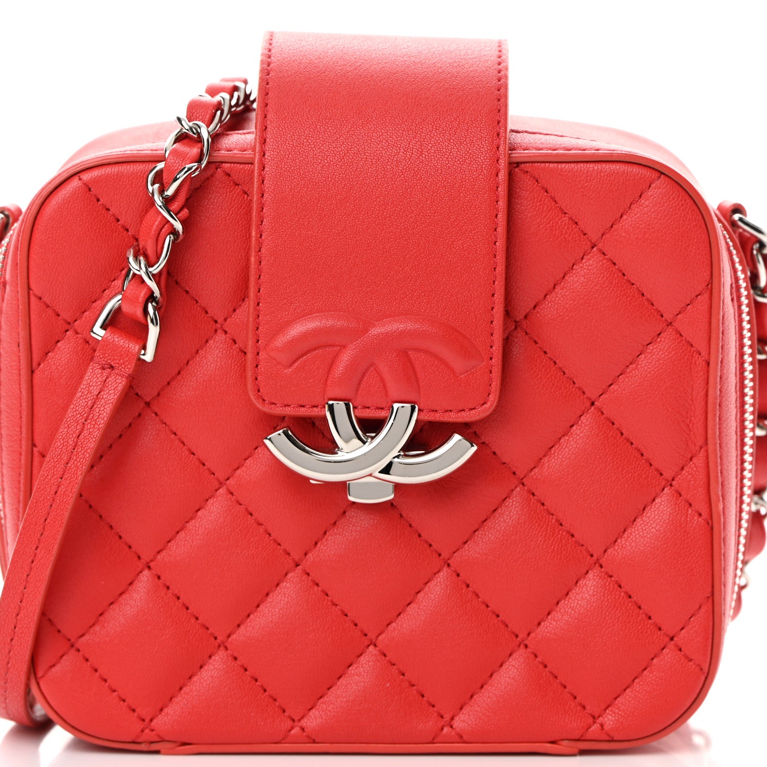 Chanel Lambskin Quilted Mini CC Box Camera Bag Red 8 of 14