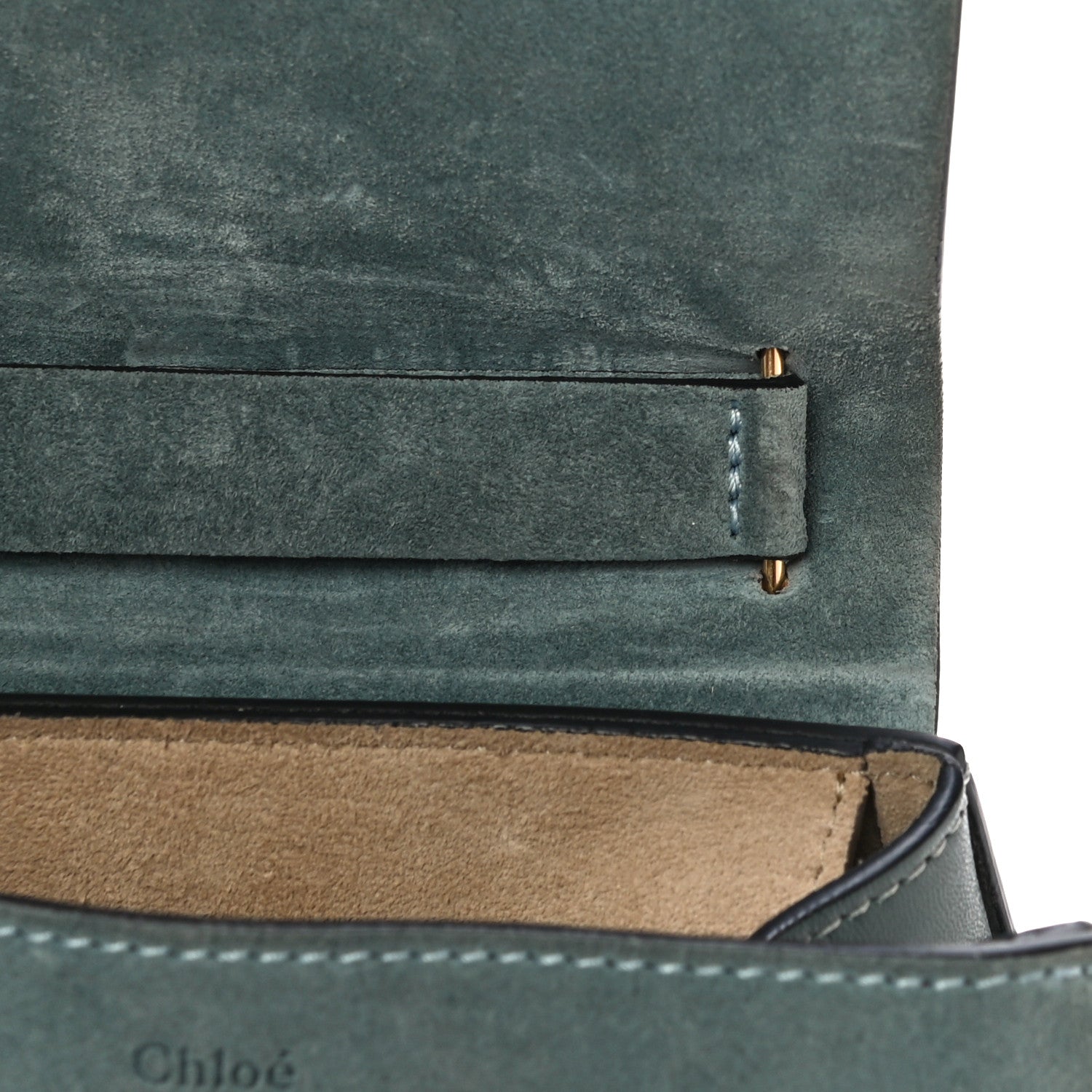 Chloe Suede Smooth Calfskin Mini Drew Shoulder Bag Cloudy Blue 10 of 14