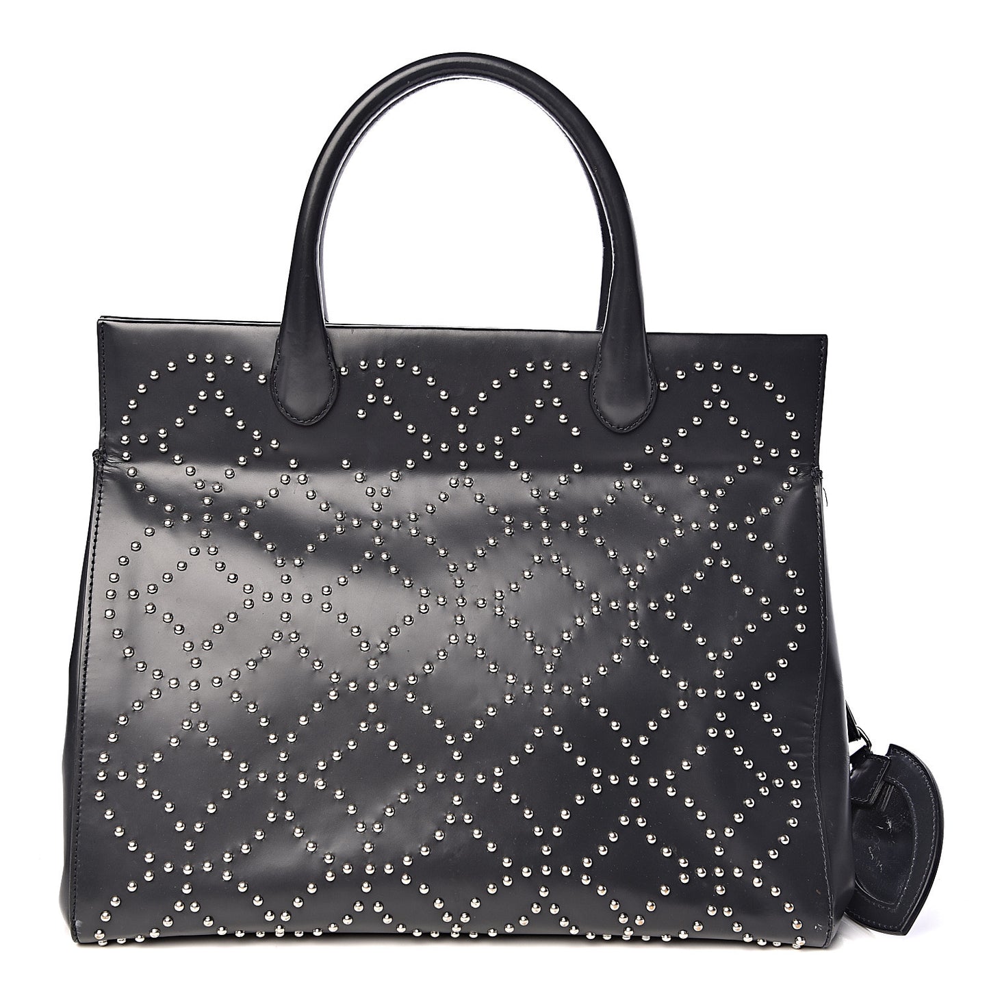 Calfskin Arabesque Studded Clous Tote Dark Grey
