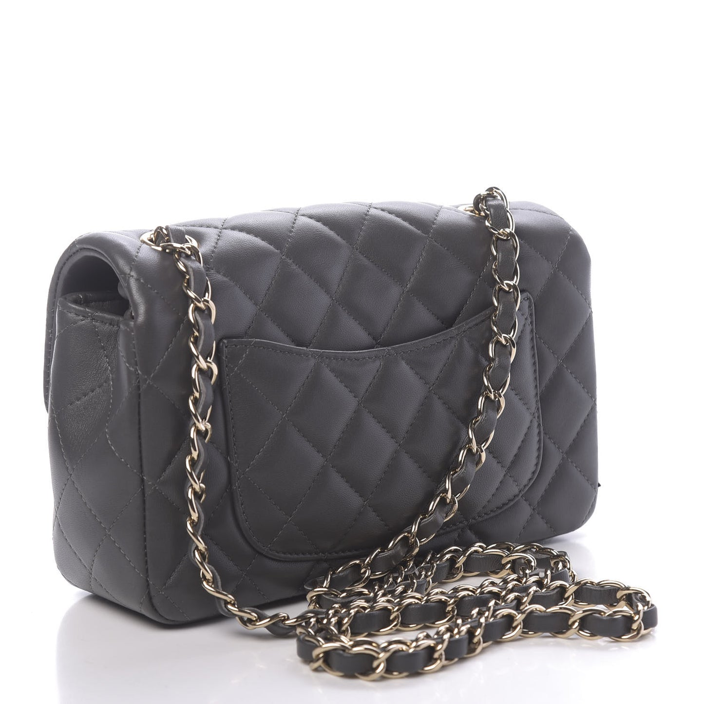 Lambskin Quilted Mini Rectangular Flap Grey