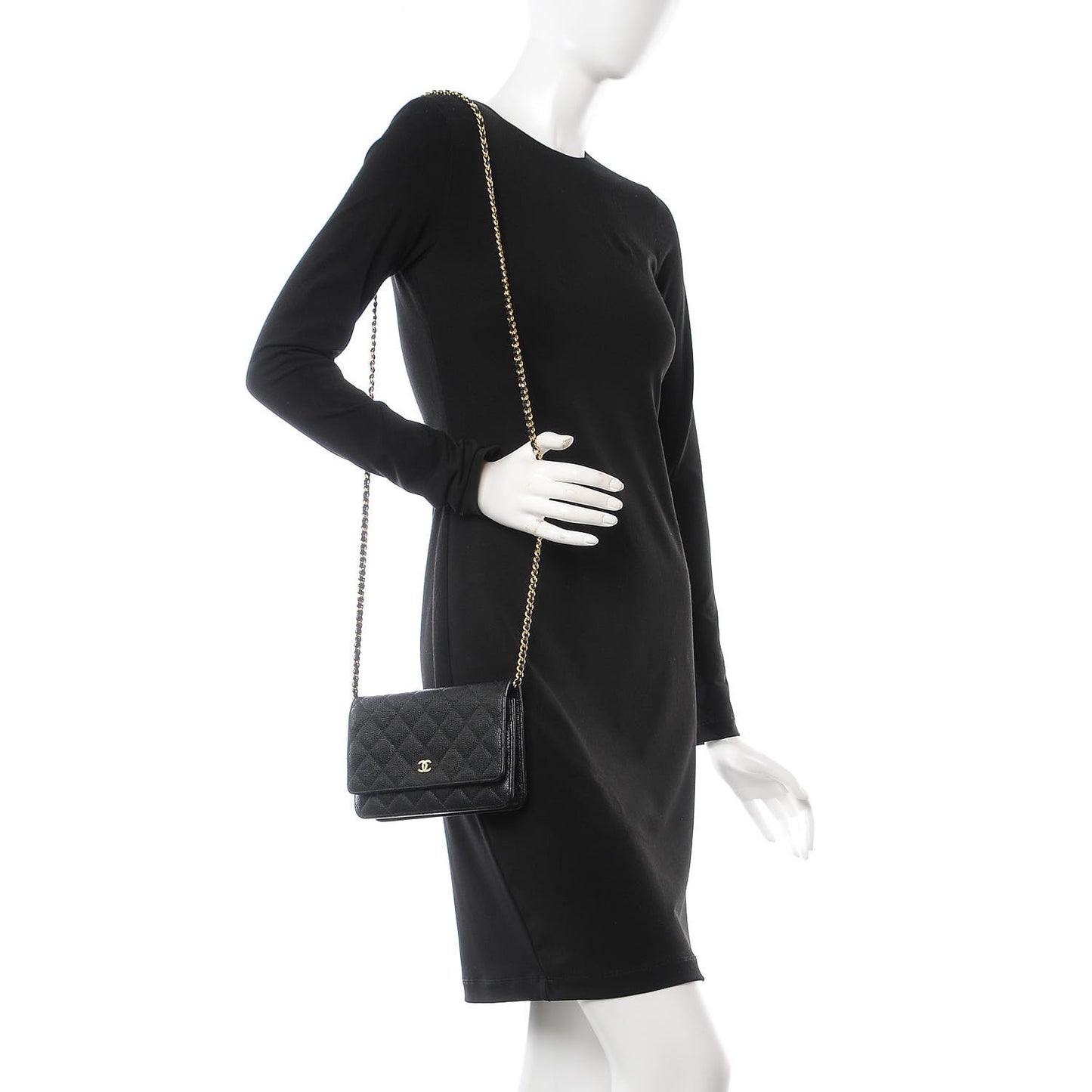 Caviar Quilted Wallet On Chain WOC Black