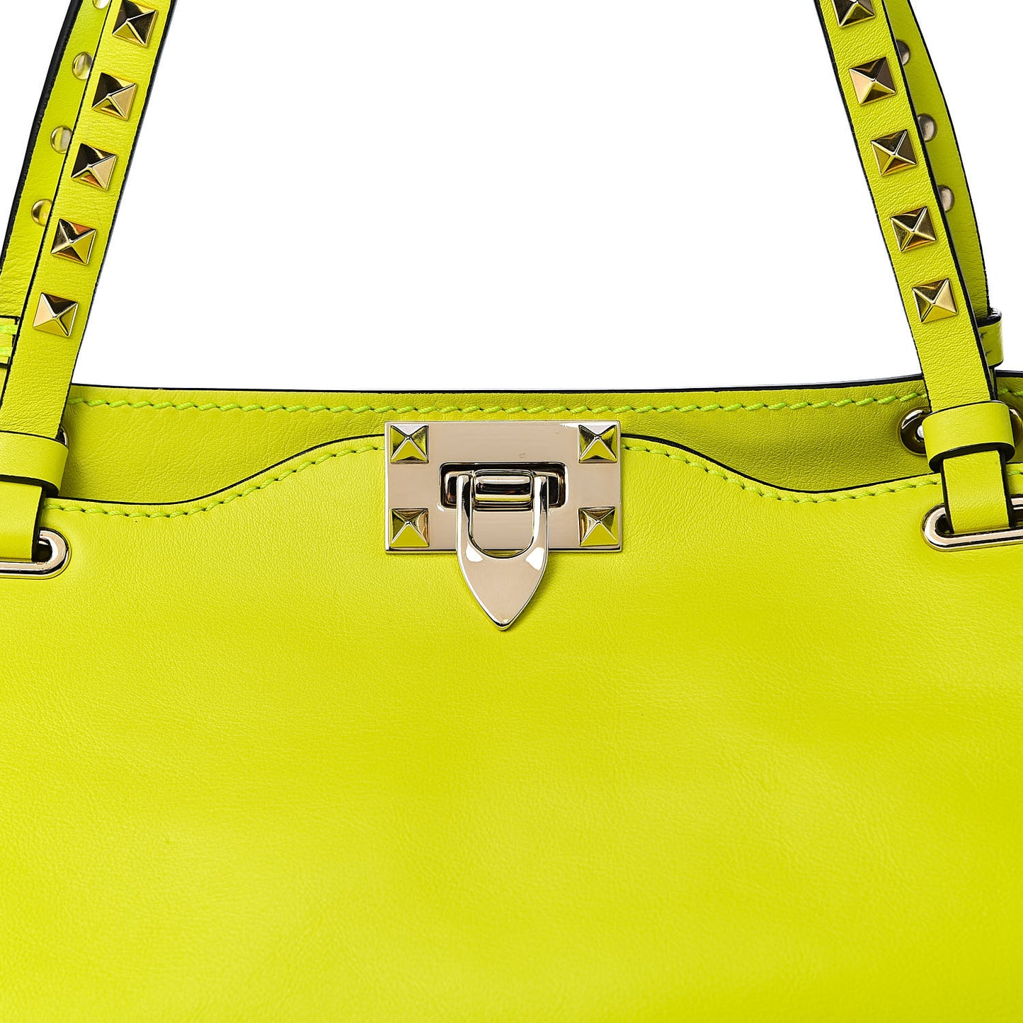 Vitello Medium Rockstud Tote Yellow Fluo