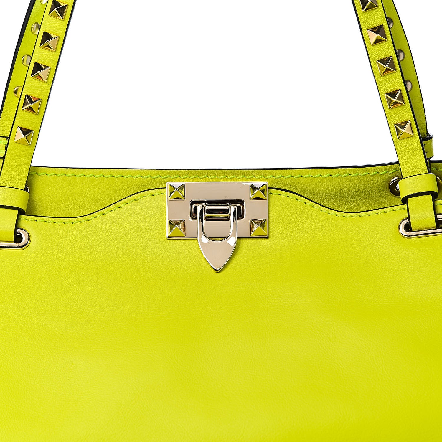 Valentino Garavani Vitello Medium Rockstud Tote Yellow Fluo 16 of 16