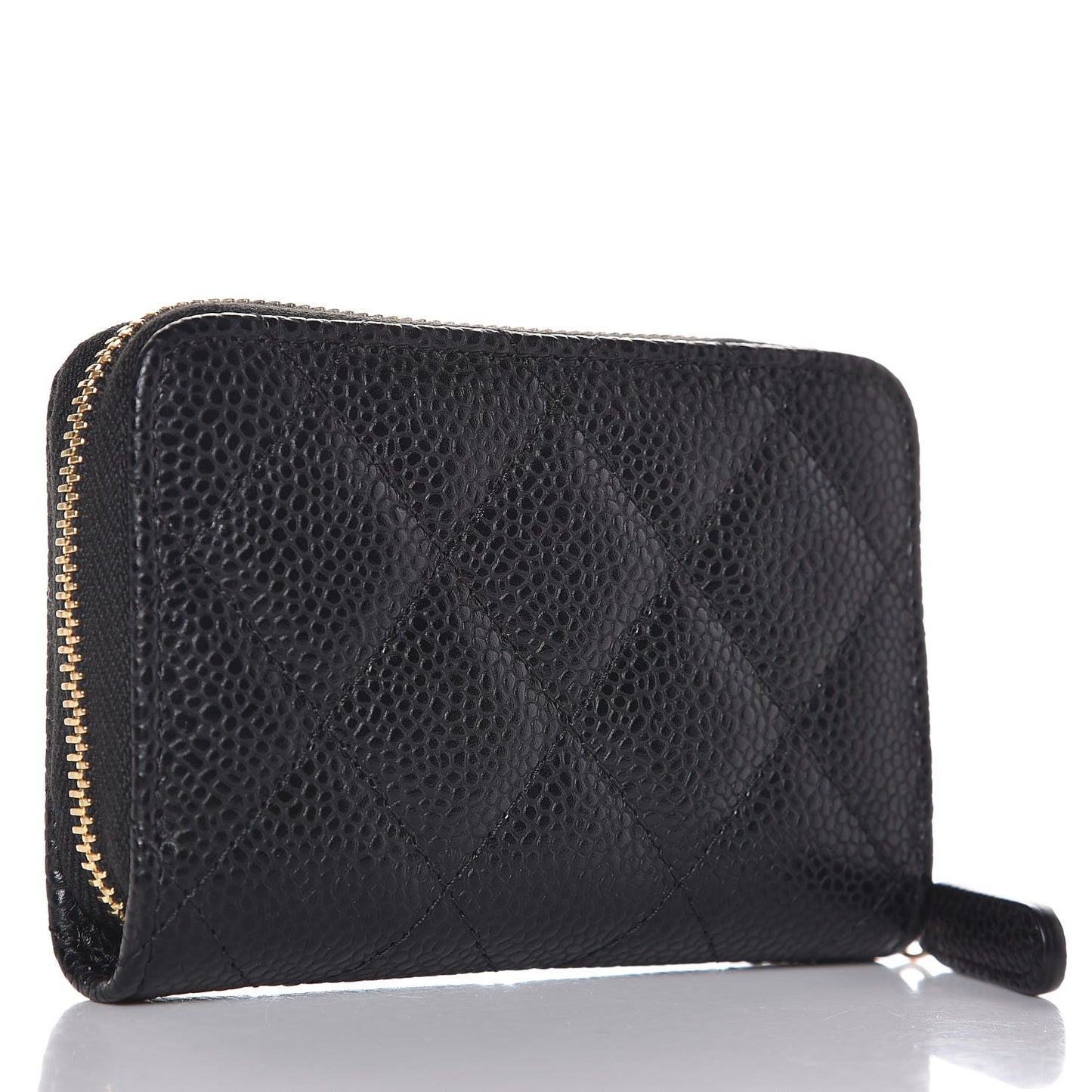 Caviar Quilted Zip Coin Purse Black