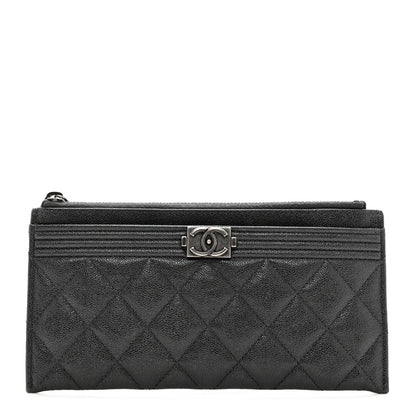 Chanel Caviar Quilted Classic Zip Boy Pouch Dark Grey 1 of 7