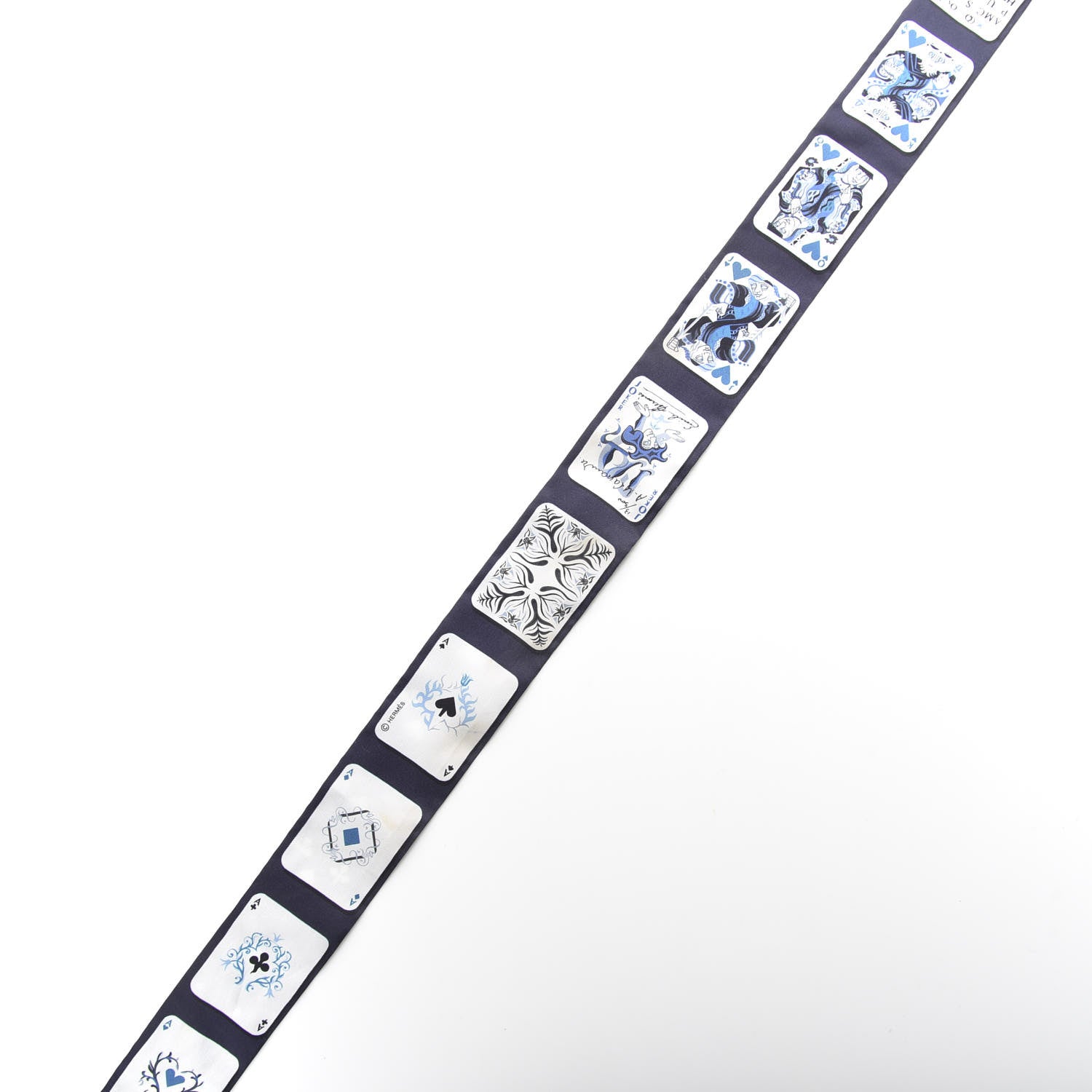 Hermes Silk Jeu de Cartes Twilly Marine Petrole White 5 of 5