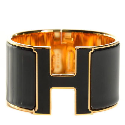 Hermes Enamel Extra Wide Clic H Bracelet PM Black 1 of 6