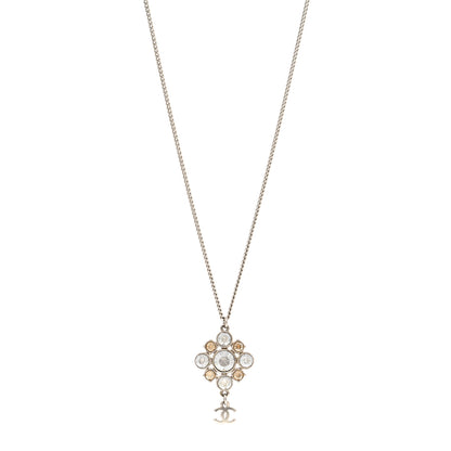Chanel Crystal CC Drop Pendant Necklace Silver 1 of 5