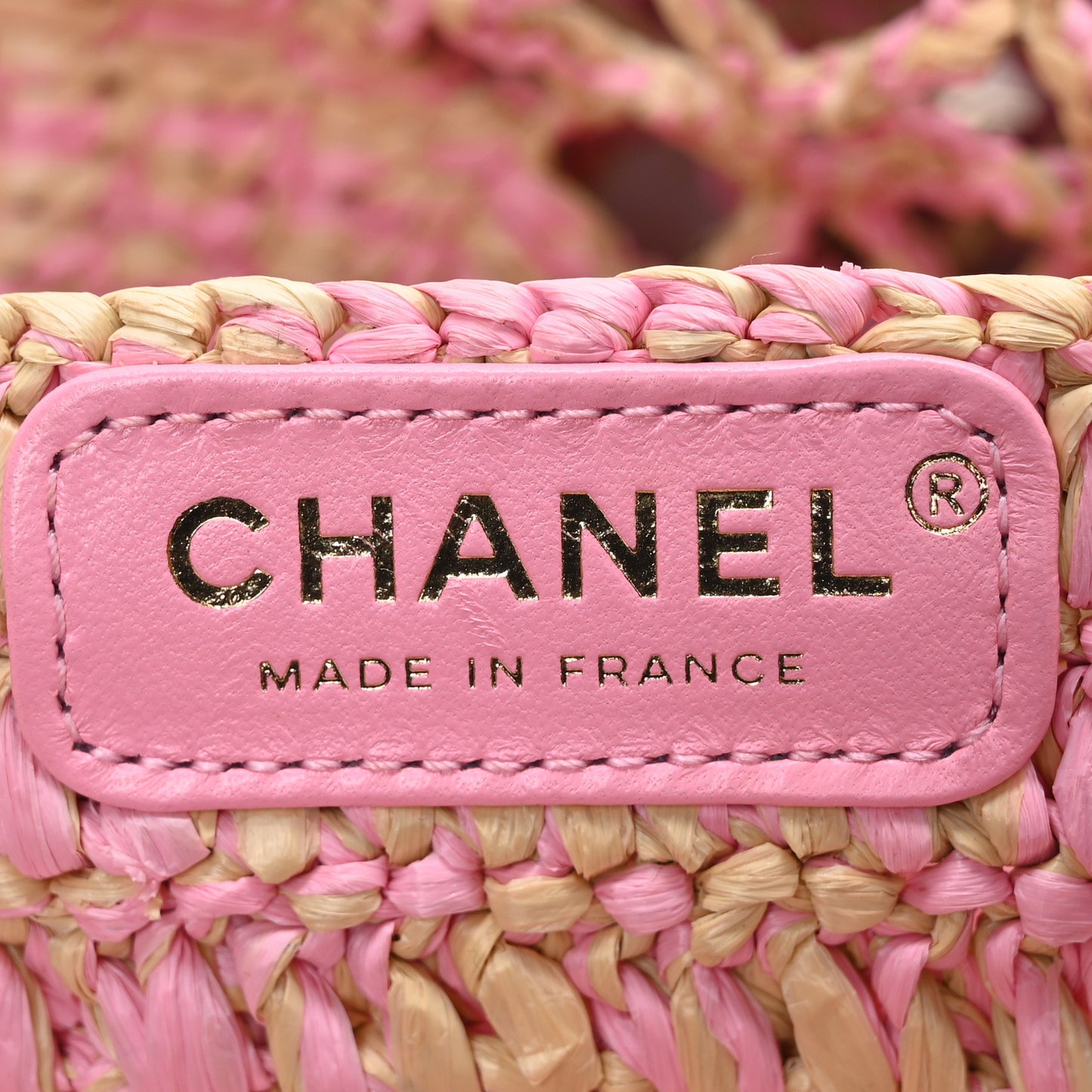Raffia Effect Braided Small Shopping Bag Beige Pink