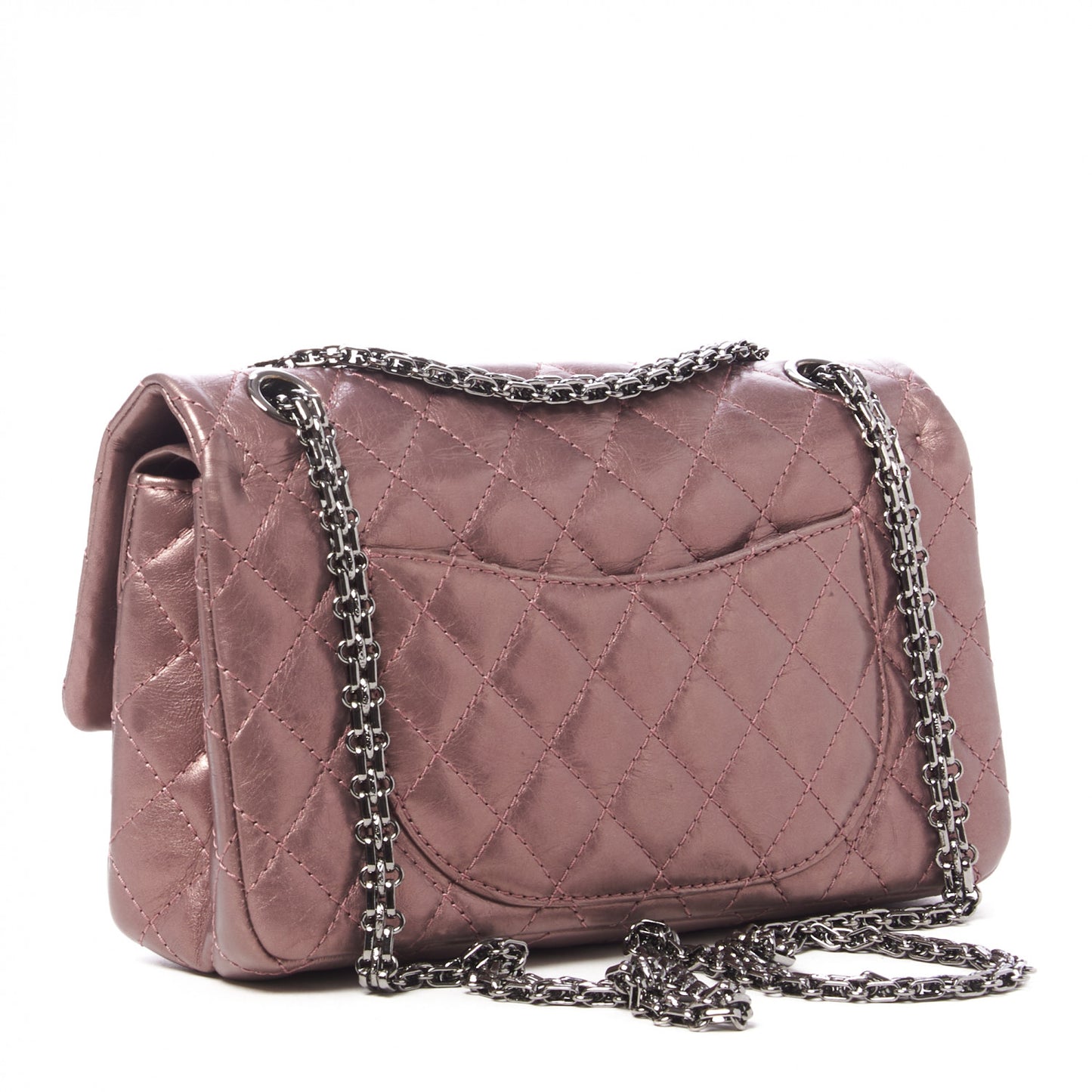 Metallic Aged Calfskin Quilted 2.55 Reissue 225 Flap Rose Fonce