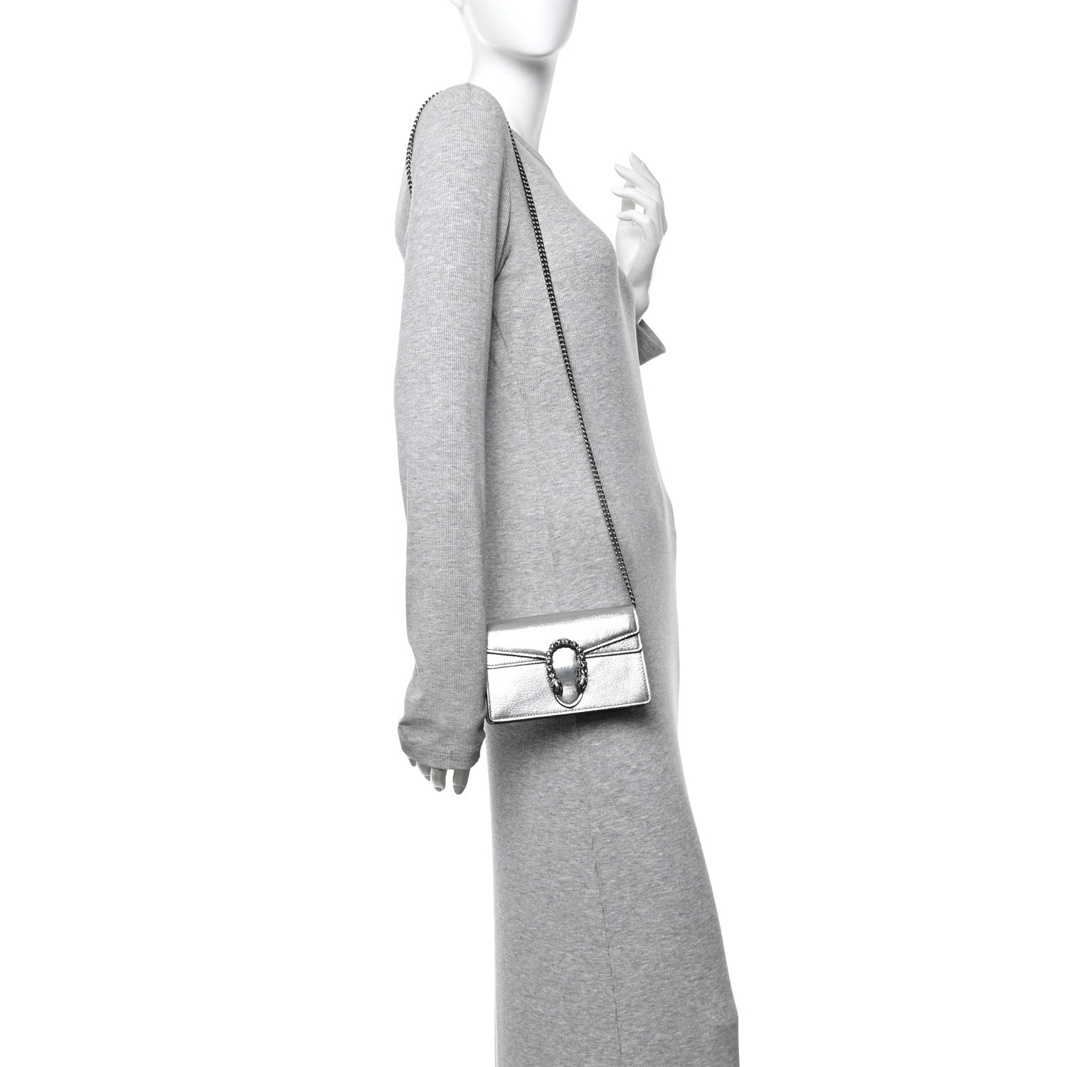 Gucci Metallic Calfskin Super Mini Dionysus Shoulder Bag Silver 2 of 11