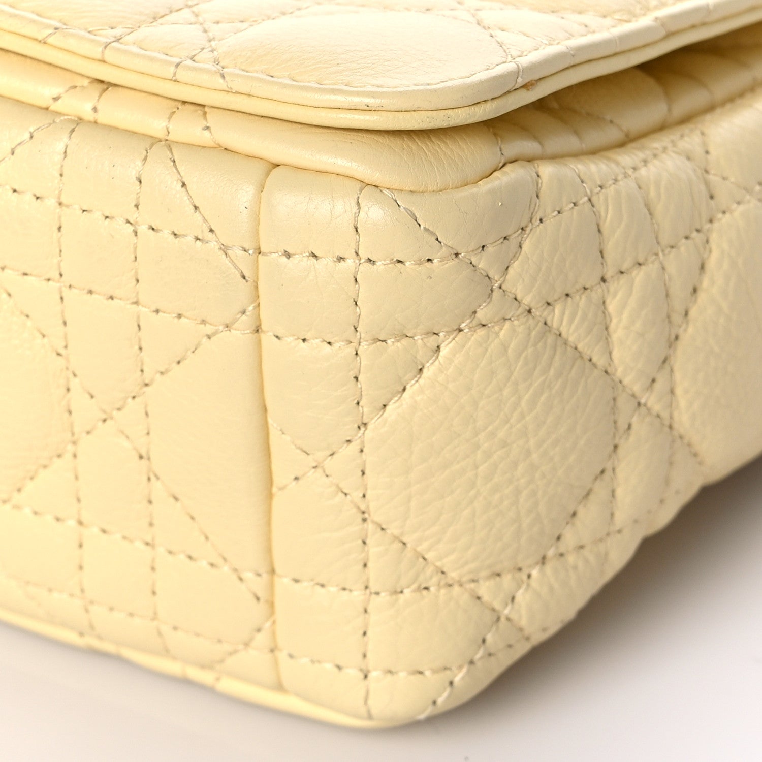 Christian Dior Calfskin Cannage Small Caro Bag Pale Yellow 10 of 11