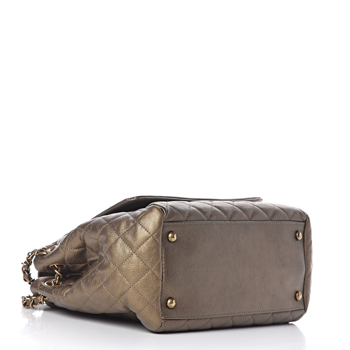 Metallic Calfskin Quilted Istanbul Accordion Flap Gold