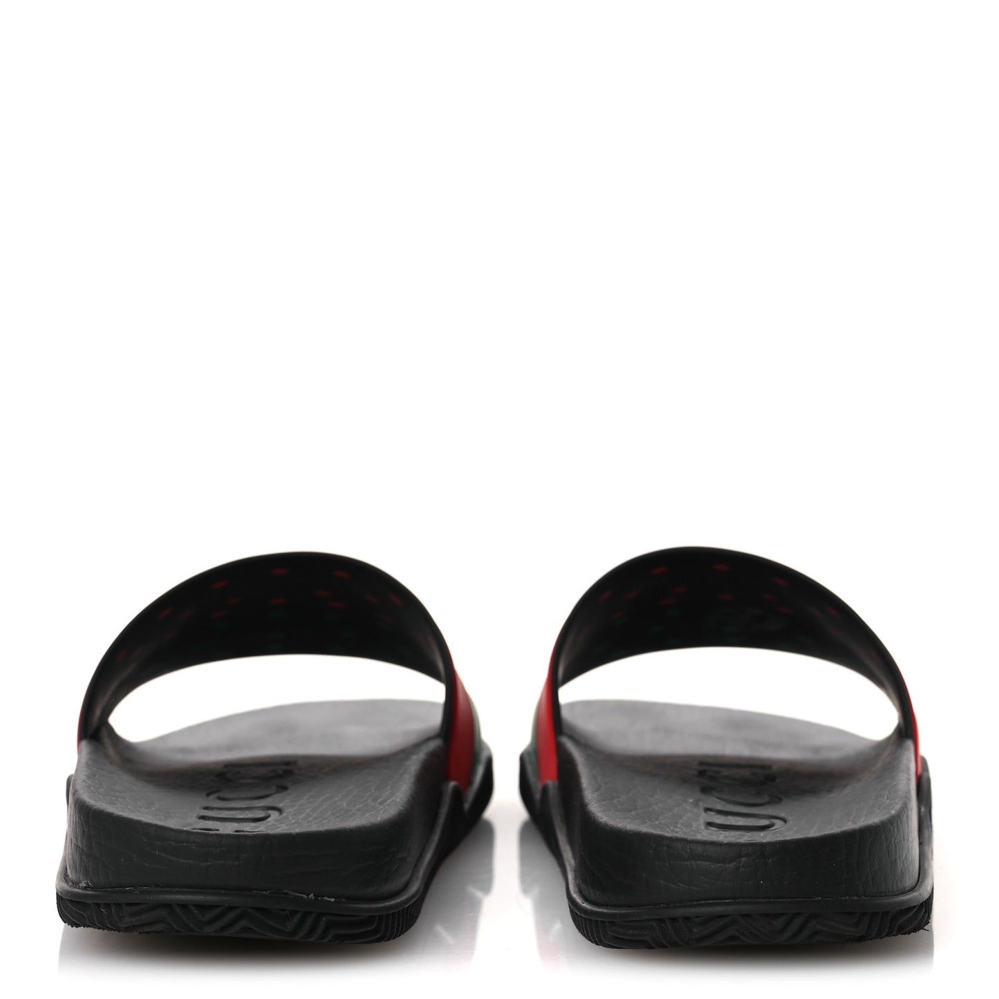 Rubber Web Womens Interlocking G Slide Sandals 33 Black Green Red