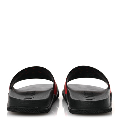 Gucci Rubber Web Womens Interlocking G Slide Sandals 33 Black Green Red 6 of 11