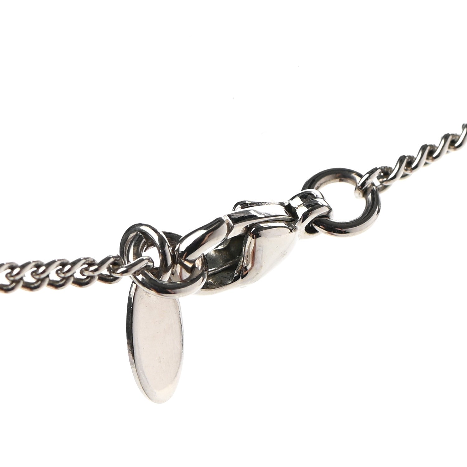 Chanel Crystal CC Pendant Necklace Silver 5 of 6
