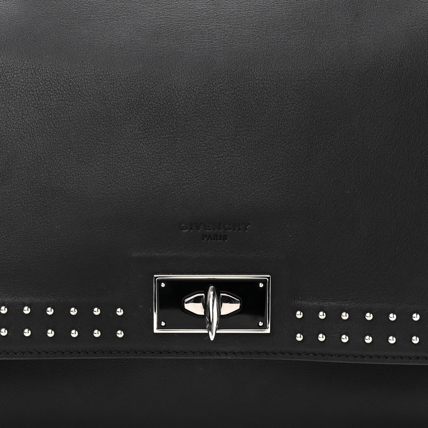 Givenchy Grained Calfskin Studded Small Shark Lock Satchel Black 8 of 10