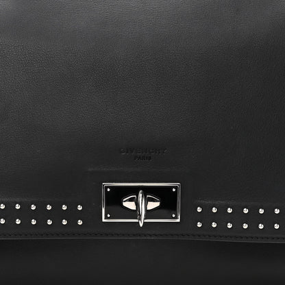 Givenchy Grained Calfskin Studded Small Shark Lock Satchel Black 8 of 10
