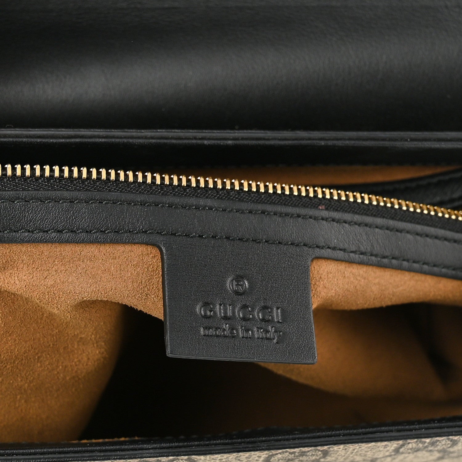 Gucci GG Supreme Monogram Calfskin Small Padlock Top Handle Bag Beige Black Cuir 6 of 13