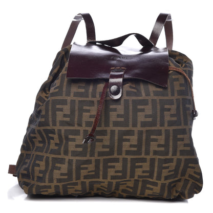 Fendi Zucca Drawstring Flap Backpack Tobacco 1 of 10