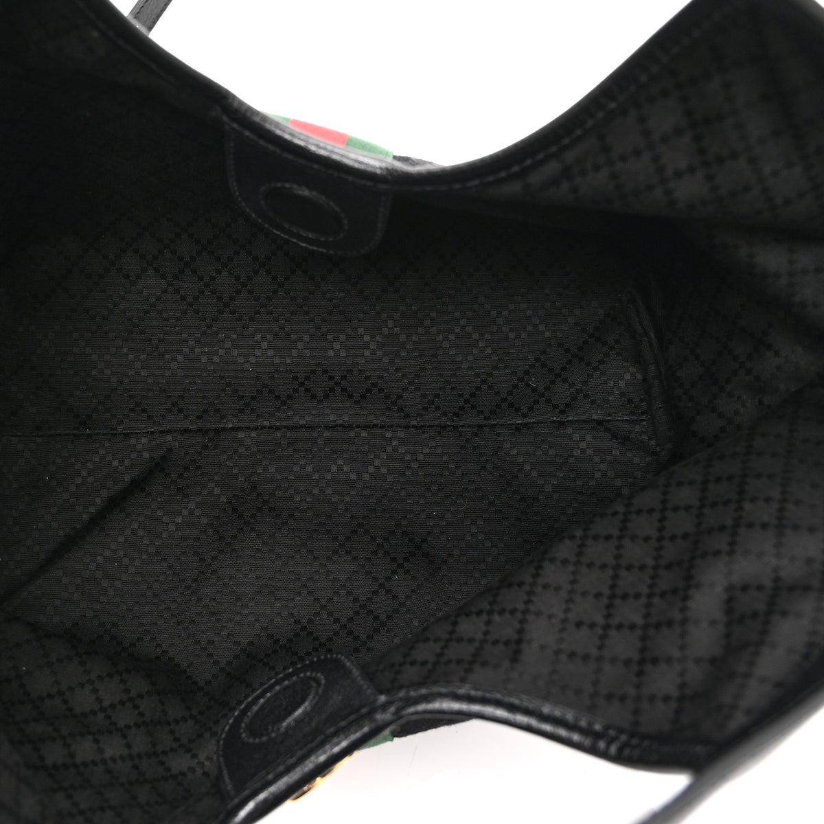 Denim GG Monogram Web Small Giglio Tote Black