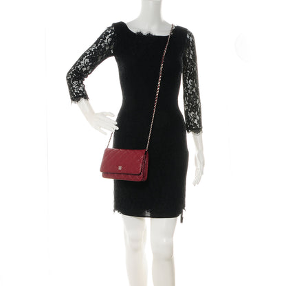 Chanel Caviar Quilted Wallet on Chain WOC Red 2 of 9