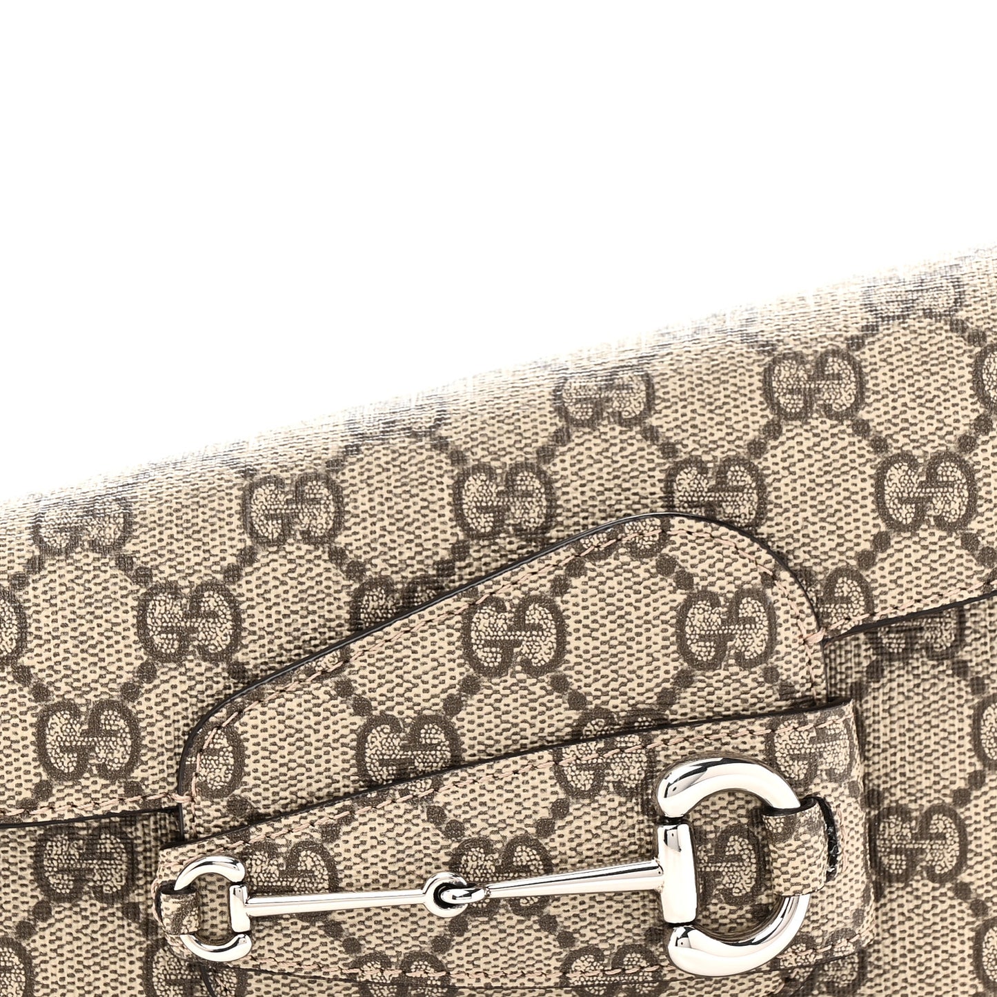GG Supreme Monogram Small Horsebit 1955 Asymmetric Shoulder Bag Beige Ebony