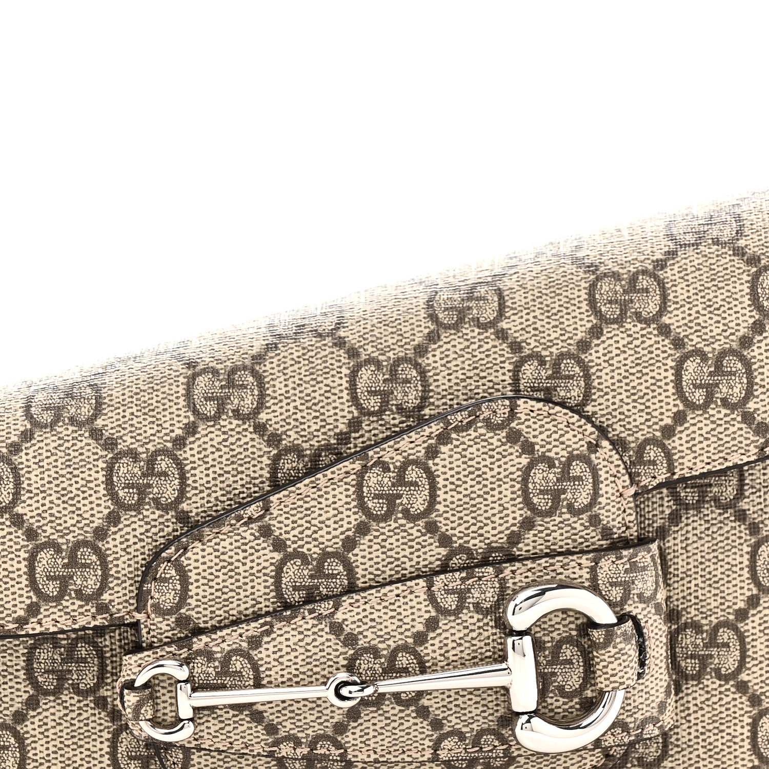 Gucci GG Supreme Monogram Small Horsebit 1955 Asymmetric Shoulder Bag Beige Ebony 8 of 11