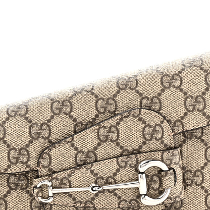 Gucci GG Supreme Monogram Small Horsebit 1955 Asymmetric Shoulder Bag Beige Ebony 8 of 11