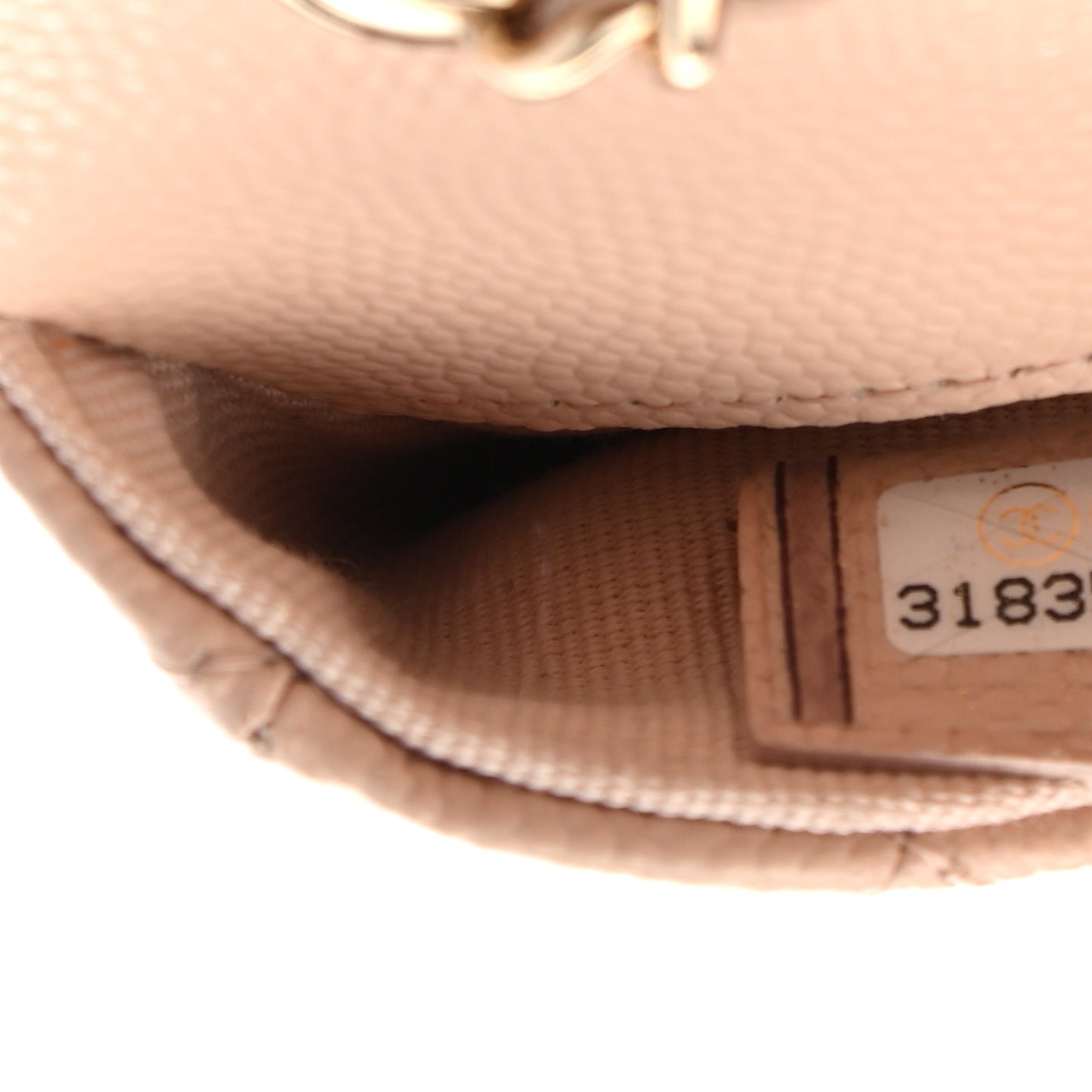 Caviar Quilted Mini Chain Belt Bag Light Beige