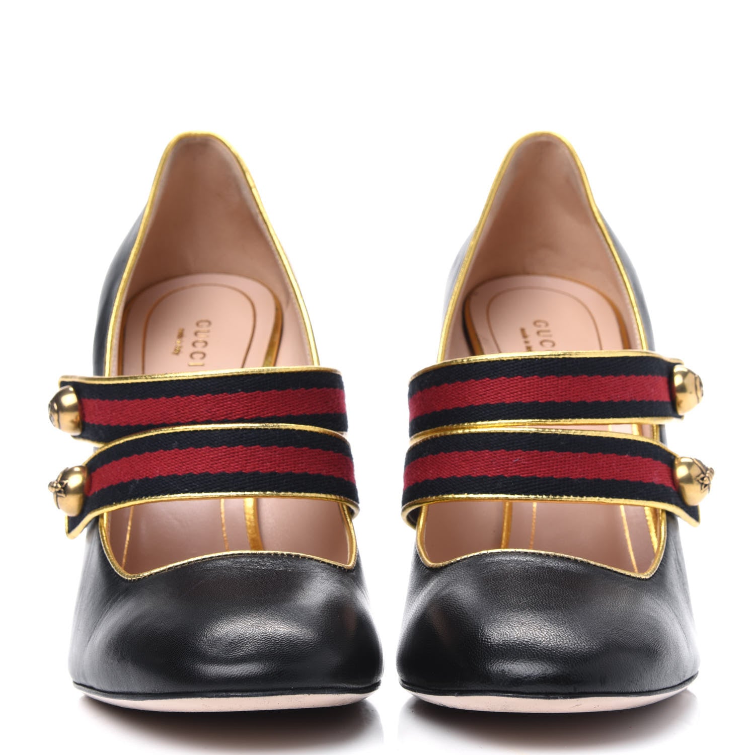 Gucci Calfskin Carly Mary Jane Web Pumps 40 Black 2 of 17