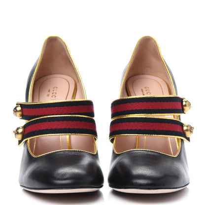 Gucci Calfskin Carly Mary Jane Web Pumps 40 Black 2 of 17