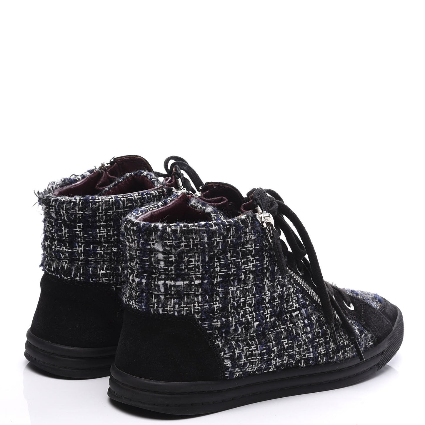 Tweed Suede High Top Sneakers 36.5 Dark Grey